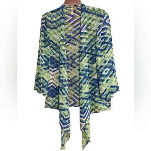 Chenault Green and Blue Geometric Top
